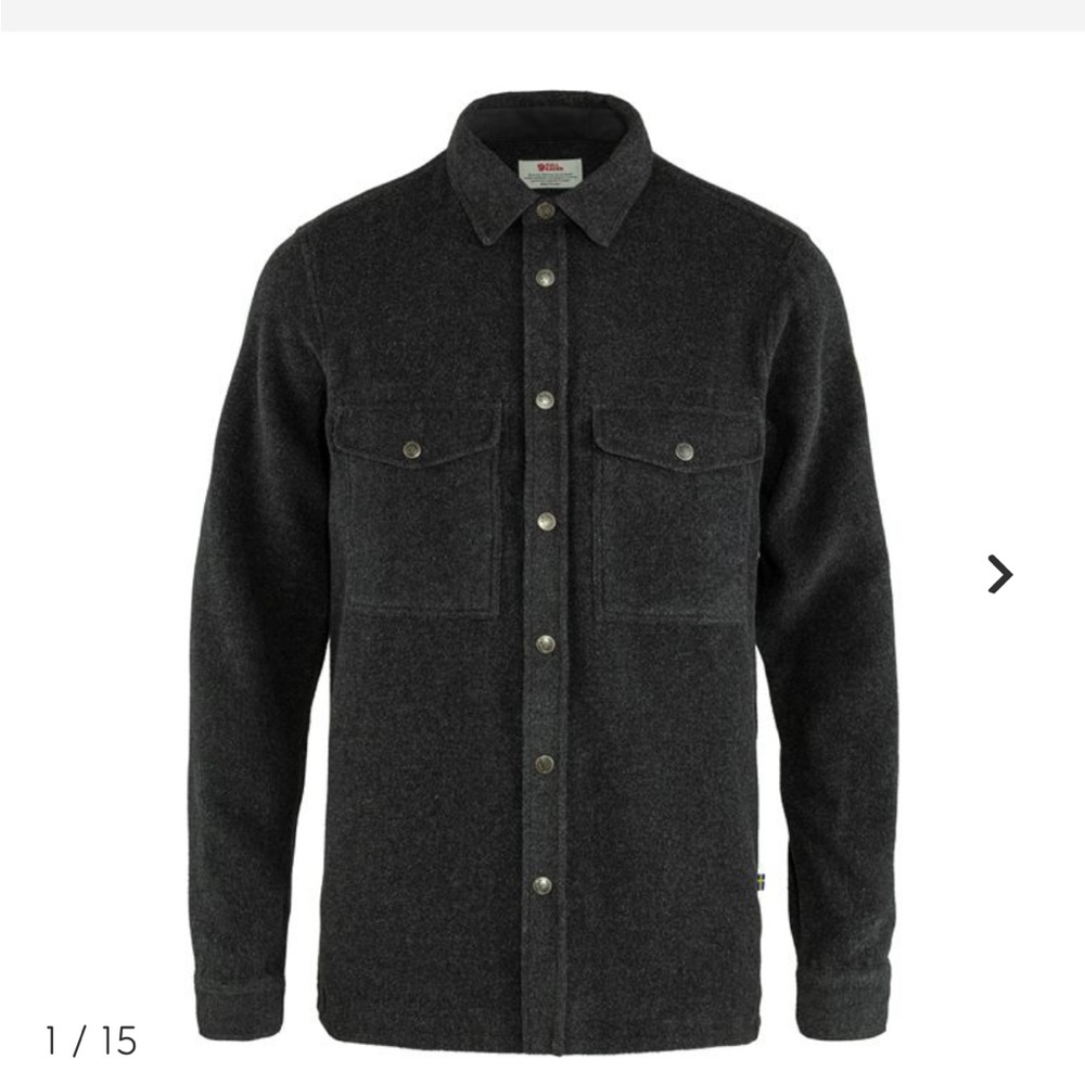 Fjallraven mens small Canada wool shirt jacket. Grey.